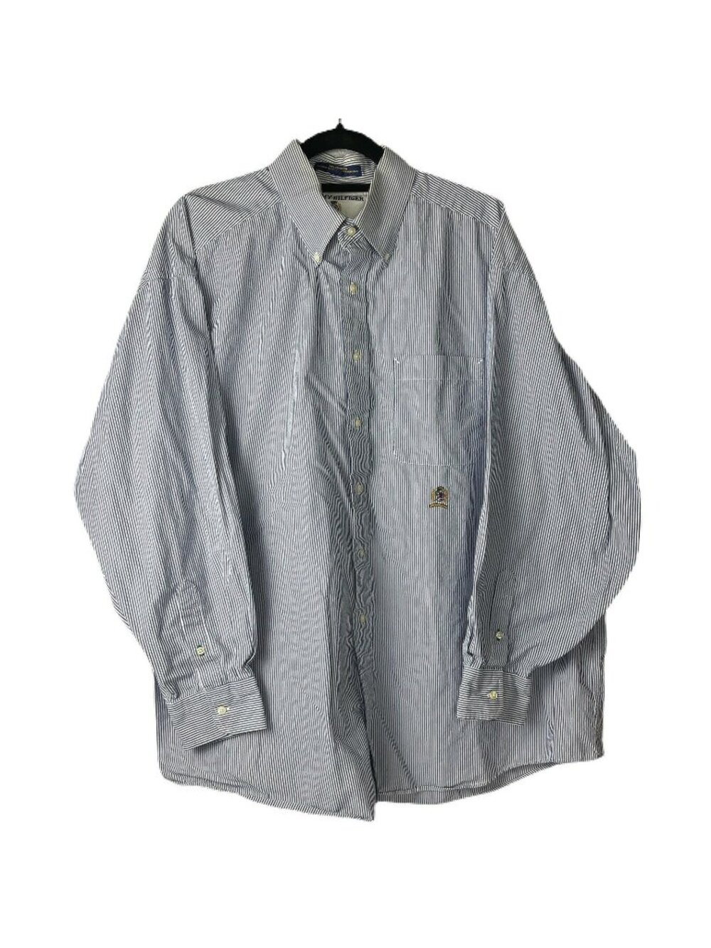 Tommy Hilfiger Size 18-35 Button Down Blue White Striped Logo Shirt 100% Cotton